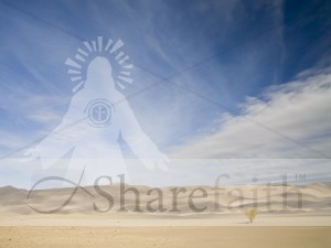 Jesus Accent on Desert Landscape