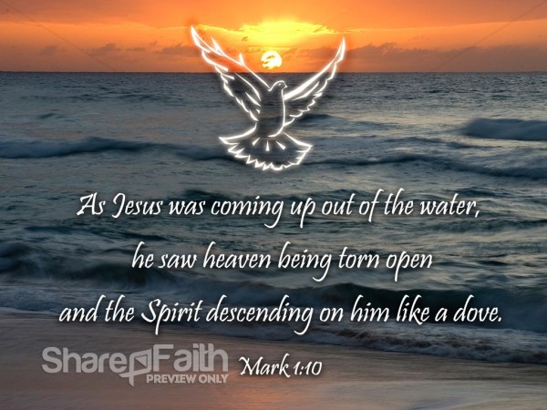 Dove and Water Referring to the Baptism of Jesus