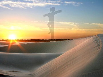 Desert Landscape with Crucifixion Scripture