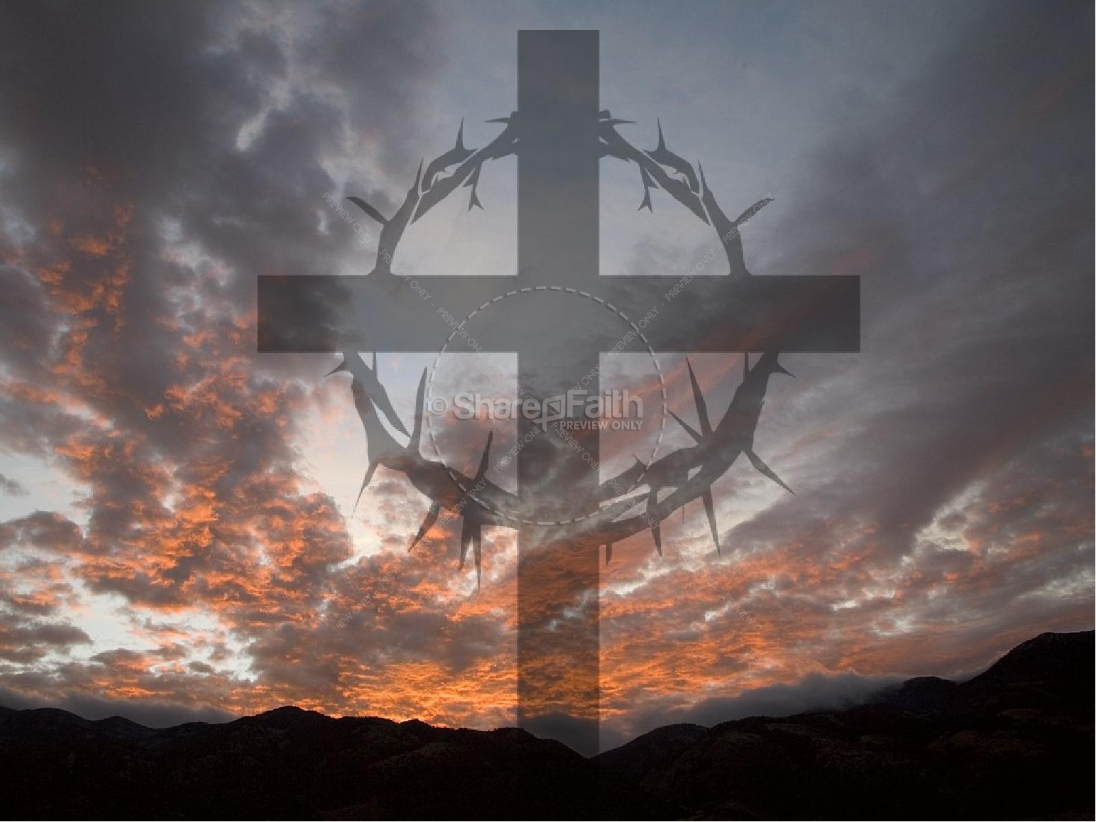 Ominous Sky Wallpaper with Cross and Thorns | slide 1