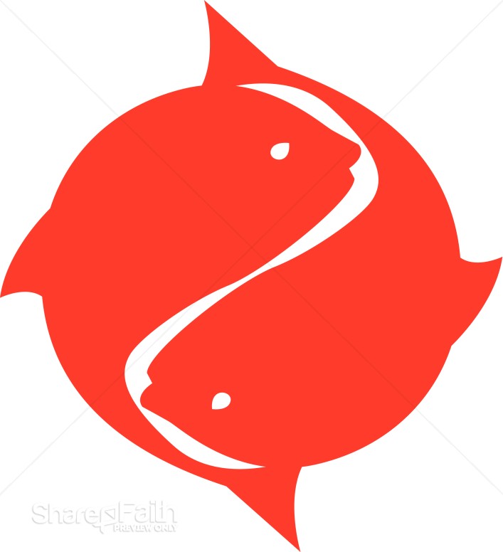 Bright Red Two Fish Symbol
