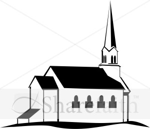 Black and White Church on a Hill