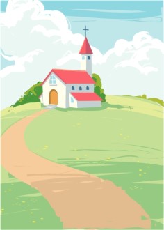 Quaint Country Church on a Hilltop