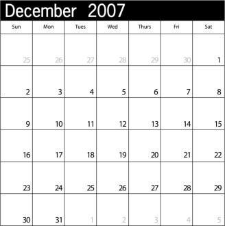 Simple Blank Calendar December 2007