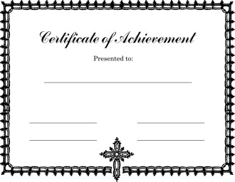 Certificate of Achievement with Ornate Cross