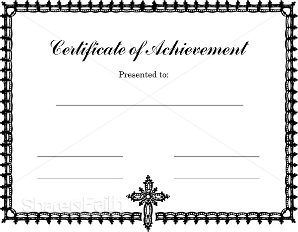 Certificate of Achievement with Ornate Cross