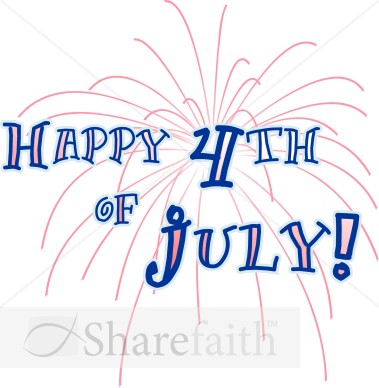 Happy 4th of July Wordart with Fireworks