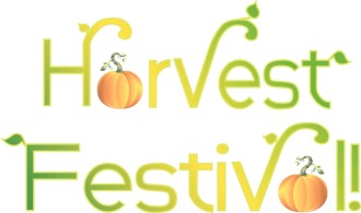 Harvest Festival Typography with Leaves and Pumpkins