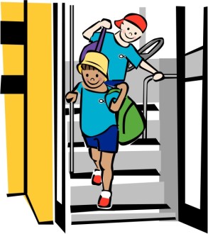 Happy Kids Leaving Schoolbus