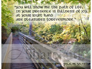 Footbridge in Fall with Psalms Quote