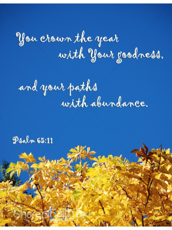 Gold Leaves and Sky with Psalms Verse