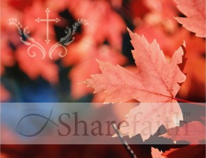 Fiery Red Maple Leaf with Ornate Cross