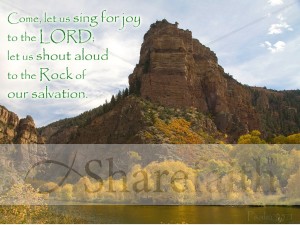 Rock, Water and Yellow Leaves with Psalm