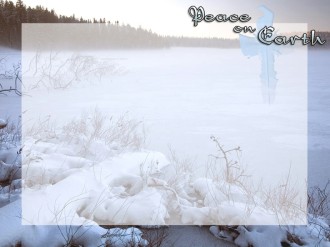 Winter, Peace on Earth, Cross, and Text Box