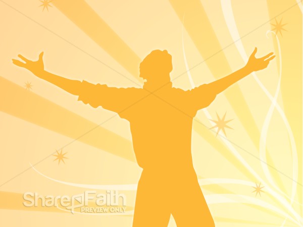 Praising Man in Orange Silhouette