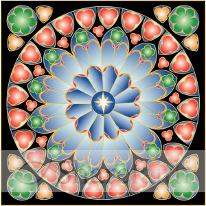 Colorful Rose Stained Glass Window and Star