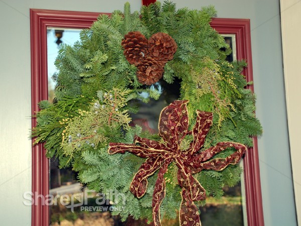 Christmas Wreath on a Door