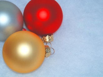 Three Ornaments on Blue