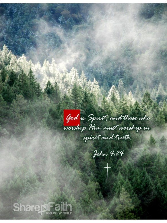 Winter Forest with Snow, Mist and Scripture