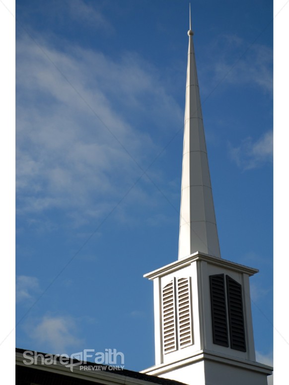 Church Steeple and Blue Skies