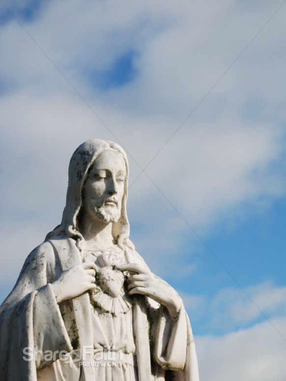 Sacred Heart with Cloudy Sky