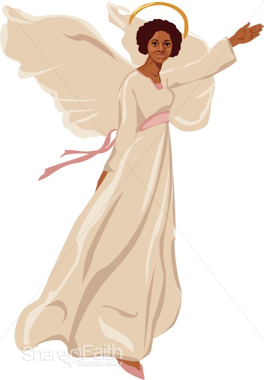 African American Angel with Color