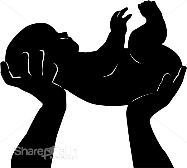 Silhouette of Baby Held Up to God