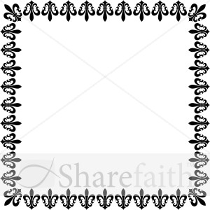 Square Fleur de Lis in Black and White