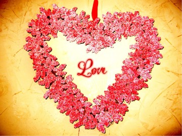 Love with Red Heart Flowers