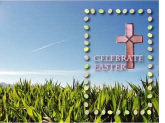 Easter Egg Border with Cross and Grass