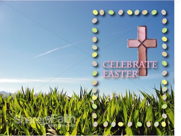 Easter Egg Border with Cross and Grass
