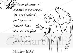 Resurrection Angel and Verse in Black and White