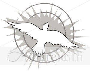 Soaring Dove with Rays in Black and White