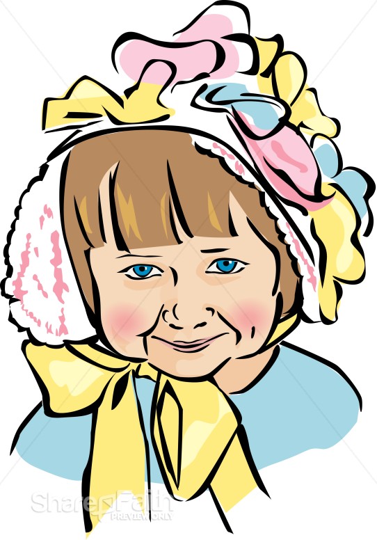 Sweet Little Girl with Easter Bonnet