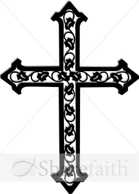 Cross with Ivy in Black and White
