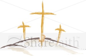 Three Gold Sketched Crosses