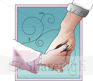 Woman and Girl Holding Hands