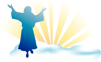Jesus Above Clouds with Rays