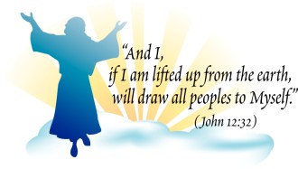 Jesus in Silhouette Being Lifted Up
