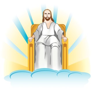 Jesus Seated Atop Clouds