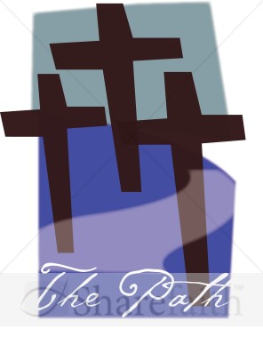 Three Brown Crosses and Path
