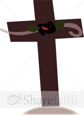 Brown Cross with Red Flower