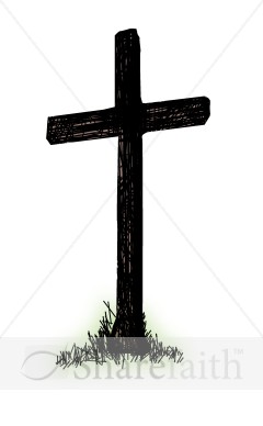Brown Cross with Green Grass