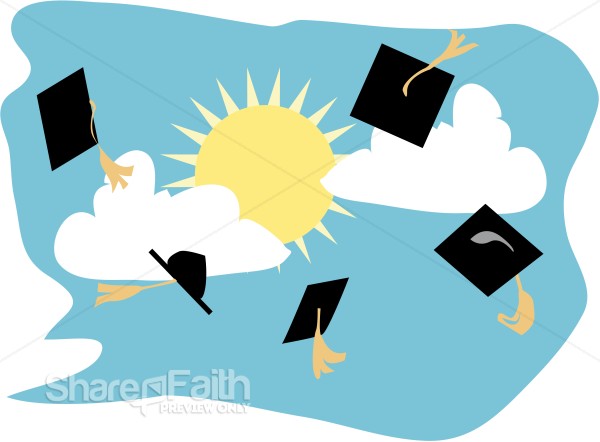 Graduation Caps in the Air