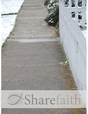 Sidewalk with Snow and Fence