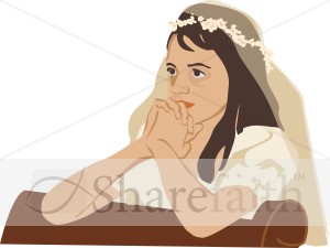 First Communion Girl with Veil