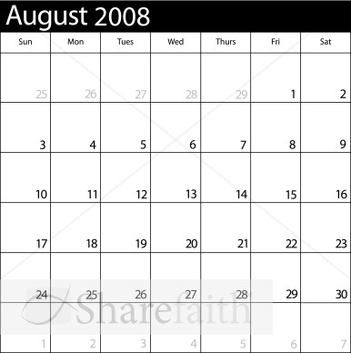 Calendar August 2008