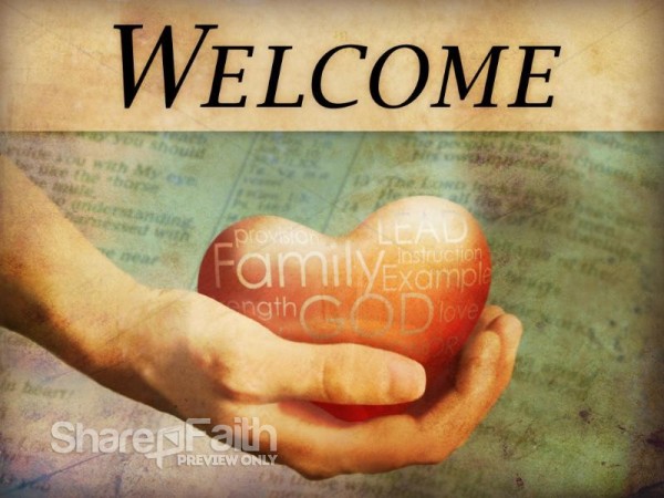 Welcome Background with a Hand and Heart