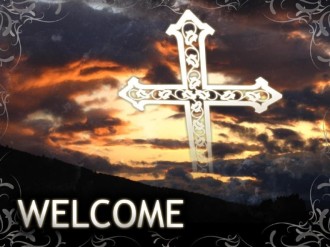 Welcome%20with%20a%20Cross%20and%20Cloudy%20Sky