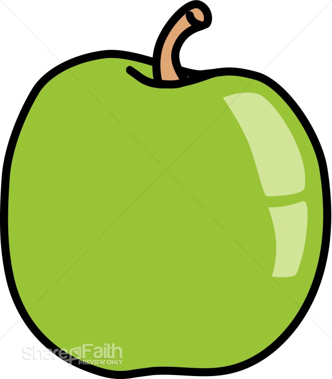Green Shiny Apple Clipart